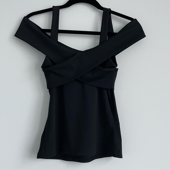 Black Open Shoulder Slim Fit Shirt - Picture 4 of 8